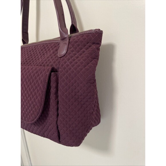 Vera Bradley Classic Quilted Tote Shoulder Bag With Leather Straps Merlot - Picture 3 of 10